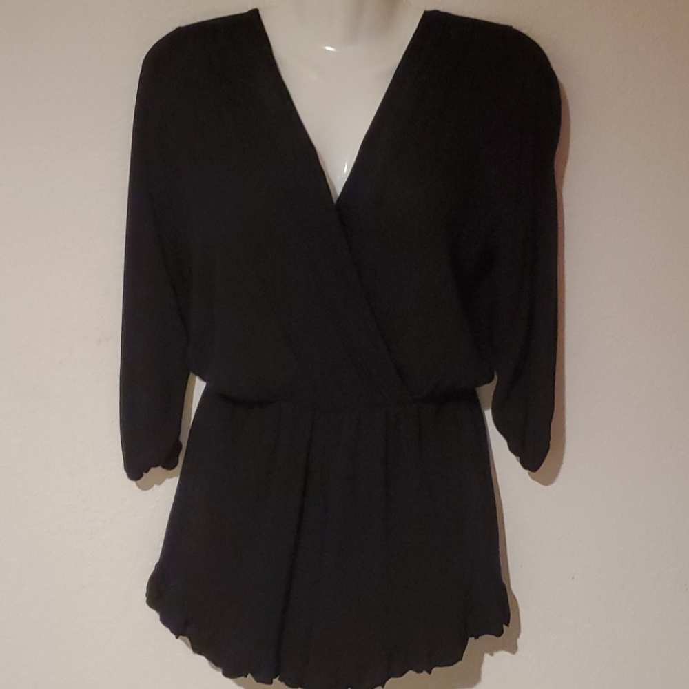 Pink Lily Black Long Sleeve Romper.